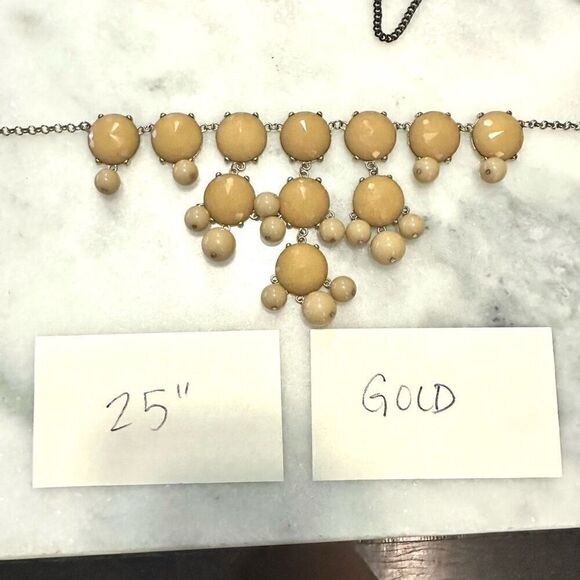 Vintage J. Crew Bubble Gold-tone & Cream Adjustable Bib Statement Necklace 25" - Picture 5 of 5